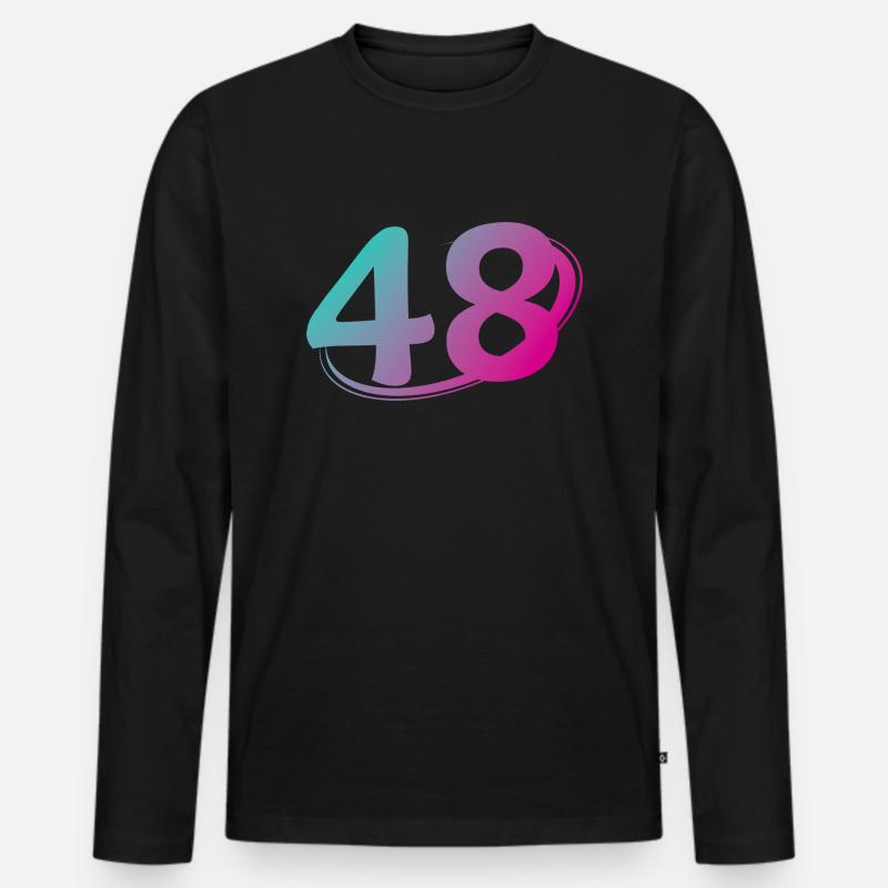 Nummer 48 mehrfarbig - Männer Premium Bio Langarmshirt - Schwarz