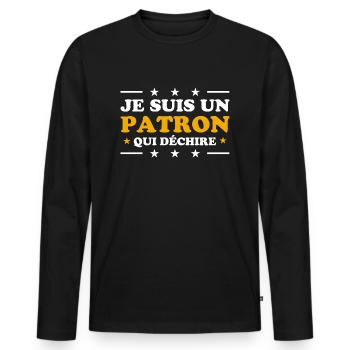WHO ROCKS - Men's Premium Organic Long Sleeve Shirt - black - Front - Nico (187cm)