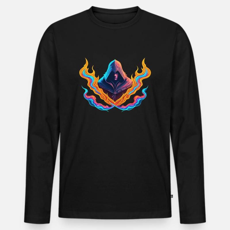 TRANSFORMATIVE KRAFT VON NEONFLAMMEN - Männer Premium Bio Langarmshirt - Schwarz