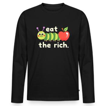 Ver affamé - Chenille Kawaii - T-shirt manches longues Premium bio Homme - noir - Devant - Nico (187cm)