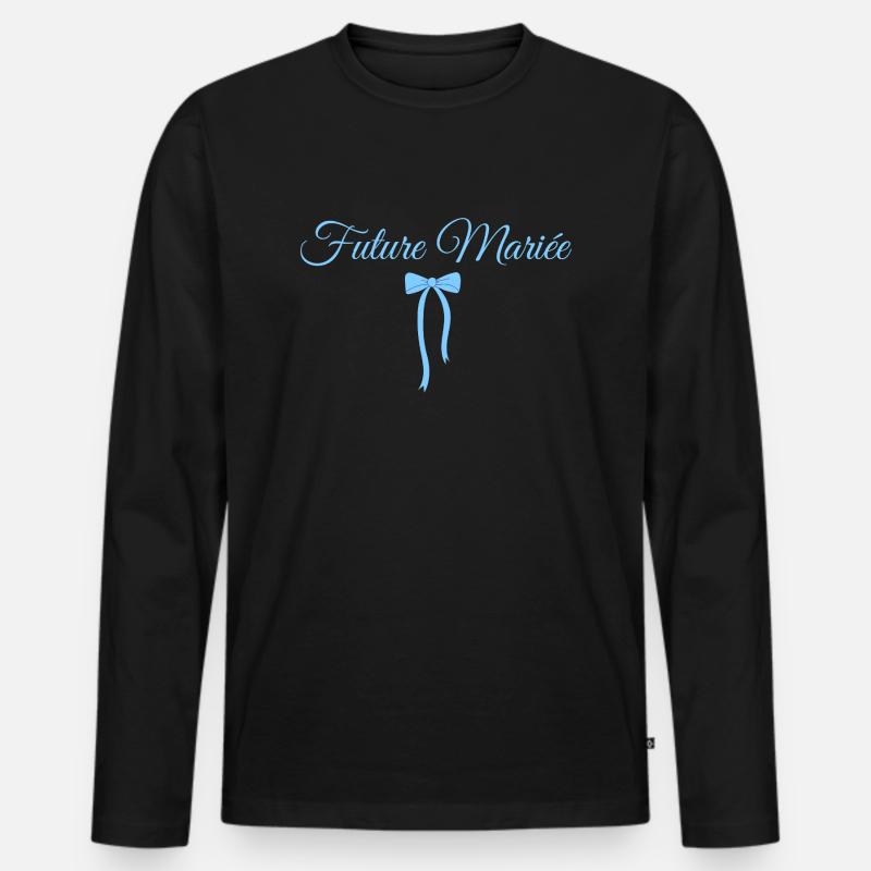 Bride-to-be Blue Bow - Men's Premium Organic Long Sleeve Shirt - black