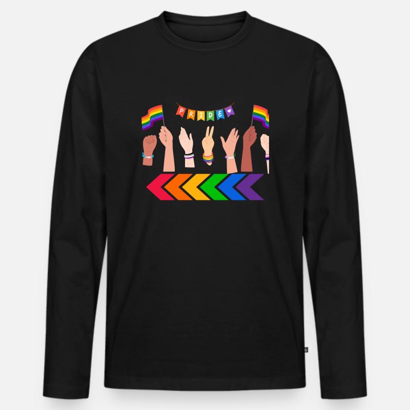 Pride Finger - Männer Premium Bio Langarmshirt - Schwarz