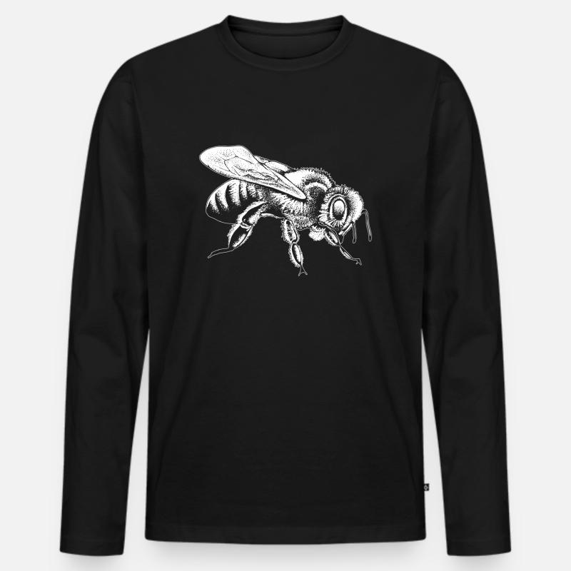 Biene weiß - Männer Premium Bio Langarmshirt - Schwarz