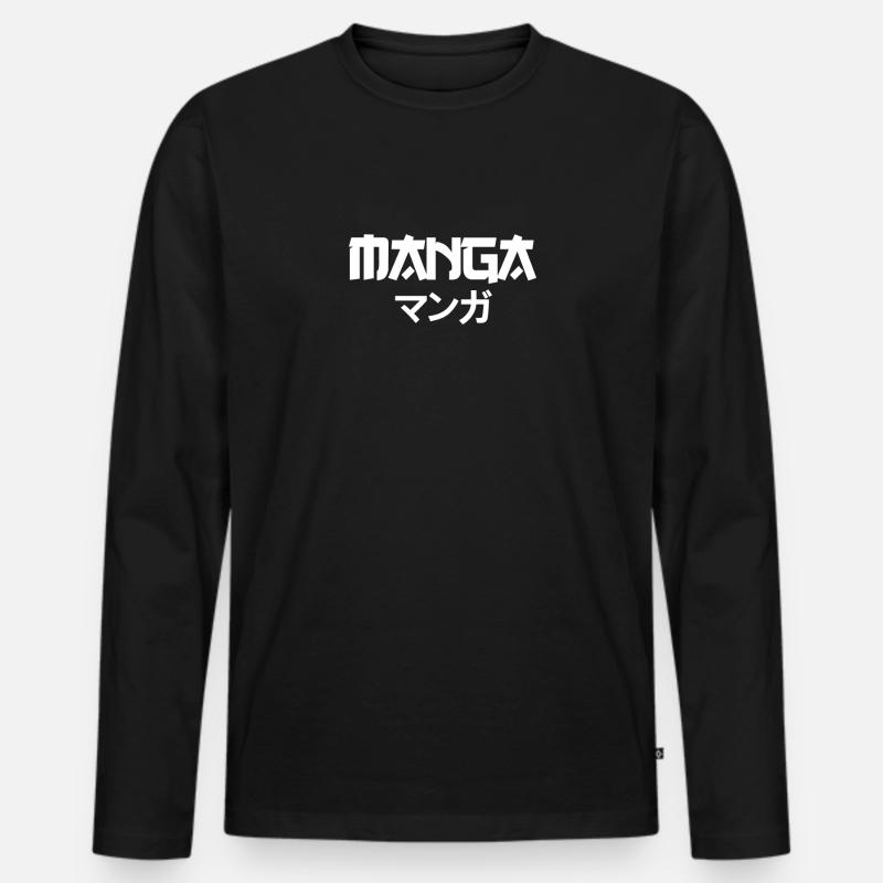 manga wht - Männer Premium Bio Langarmshirt - Schwarz