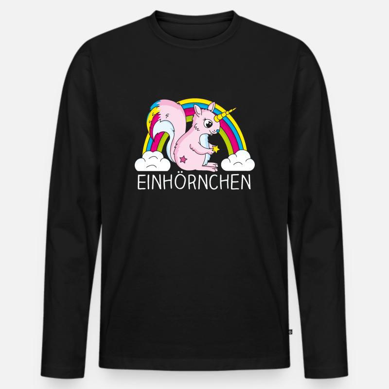 Einhoernchen - Männer Premium Bio Langarmshirt - Schwarz