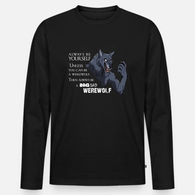 Always a werewolf - weiß - Männer Premium Bio Langarmshirt - Schwarz