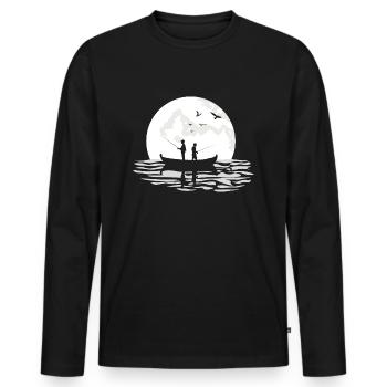 Dad Father and Son Fishing Together Moonlight 8 - Men's Premium Organic Long Sleeve Shirt - black - Front - Nico (187cm)