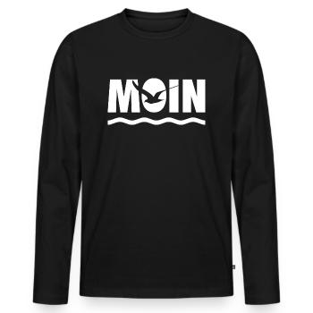 MOIN Möve Nordsee Shirt Küste Norddeutschland - Männer Premium Bio Langarmshirt - Schwarz - Vorne - Nico (187cm)