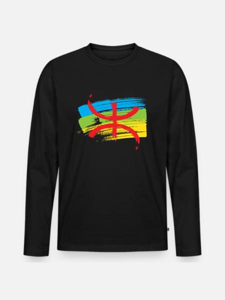 Amazigh Flag (Artistic variant) - Men's Premium Organic Long Sleeve Shirt - black