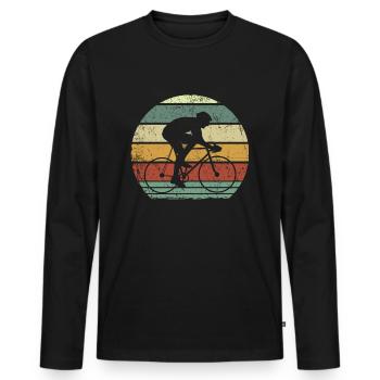 Retro racing cyclist - Men's Premium Organic Long Sleeve Shirt - black - Front - Nico (187cm)