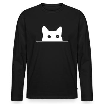 chat - T-shirt manches longues Premium bio Homme - noir - Devant - Nico (187cm)