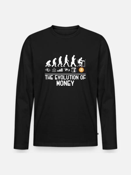 bitcoin shirt Evolution of money Cryptocurrency - Men's Premium Organic Long Sleeve Shirt - black