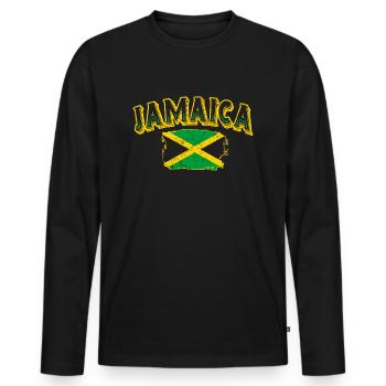Jamaica - Men's Premium Organic Long Sleeve Shirt - black - Front - Nico (187cm)