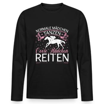 Coole Mädchen Reiten Pferde - Männer Premium Bio Langarmshirt - Schwarz - Vorne - Nico (187cm)