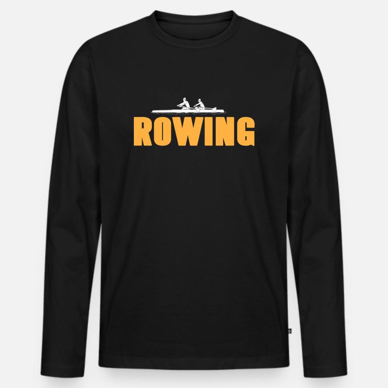 Rowing Cool Designs T-Shirt Present Gift - Männer Premium Bio Langarmshirt - Schwarz