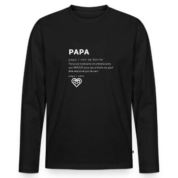 PAPA DESIGN POUR HOMMES T-SHIRT SWEAT ACCESSOIRES - T-shirt manches longues Premium bio Homme - noir - Devant - Nico (187cm)