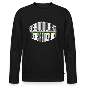 laisse jouer les tshirts charpentiers couper tronçonneuse en bois - T-shirt manches longues Premium bio Homme - noir - Devant - Nico (187cm)
