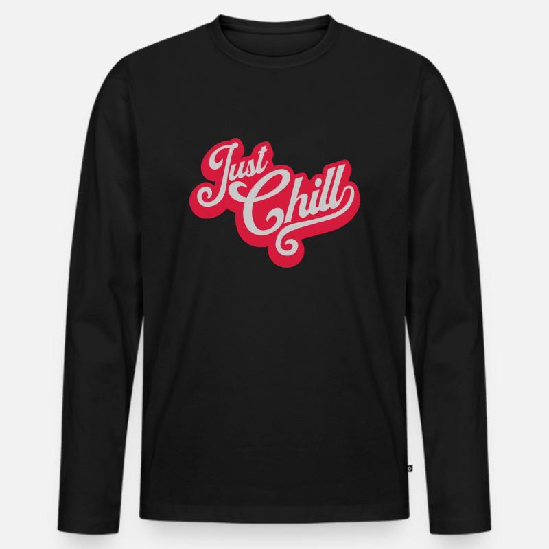 Just Chill Text Logo - Männer Premium Bio Langarmshirt - Schwarz
