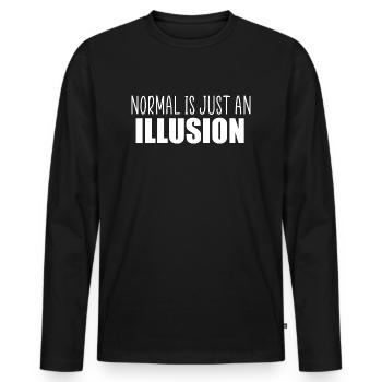 Normal ist nur ein Illusionszitat - Männer Premium Bio Langarmshirt - Schwarz - Vorne - Nico (187cm)