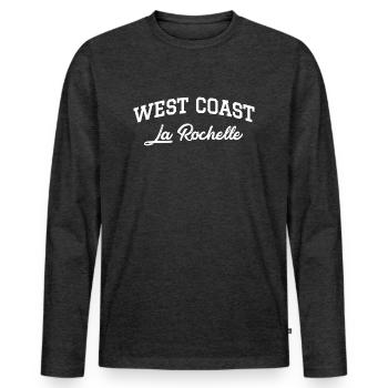 WEST COAST La Rochelle - T-shirt manches longues Premium bio Homme - anthracite chiné - Devant - Nico (187cm)