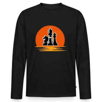 Chess Saying Gift Checkmate Queens Gambit - Men's Premium Organic Long Sleeve Shirt - black - Front - Nico (187cm)