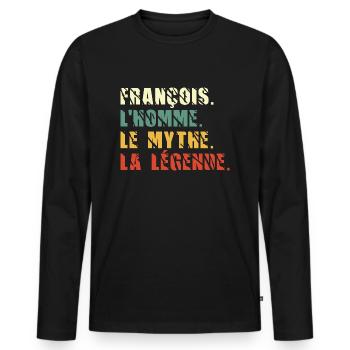 François l homme le mythe la légende - T-shirt manches longues Premium bio Homme - noir - Devant - Nico (187cm)