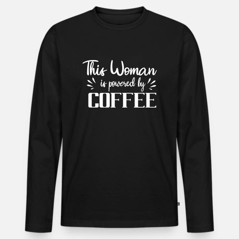 Mama mit Kaffee - Männer Premium Bio Langarmshirt - Schwarz