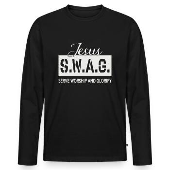 Jesus Swag - Men's Premium Organic Long Sleeve Shirt - black - Front - Nico (187cm)