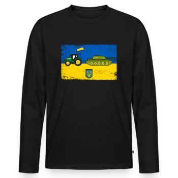 Ukrainian Farmer Steals Tank - Men's Premium Organic Long Sleeve Shirt - black - Front - Nico (187cm)