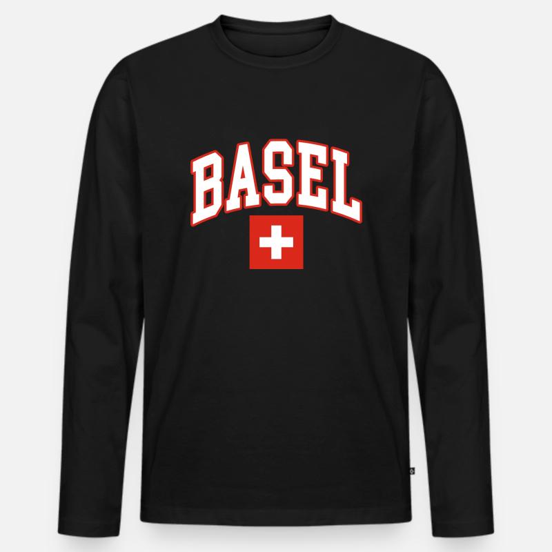 Basel schweiz flagge - Männer Premium Bio Langarmshirt - Schwarz