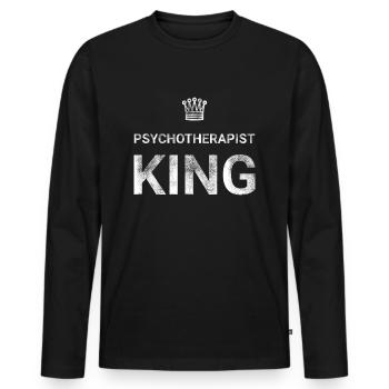 Psychotherapist King - Men's Premium Organic Long Sleeve Shirt - black - Front - Nico (187cm)