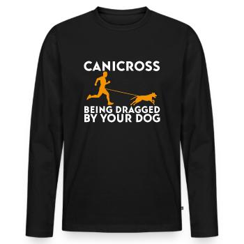 Canicross Being Dragged by Your Dog - Men's Premium Organic Long Sleeve Shirt - black - Front - Nico (187cm)