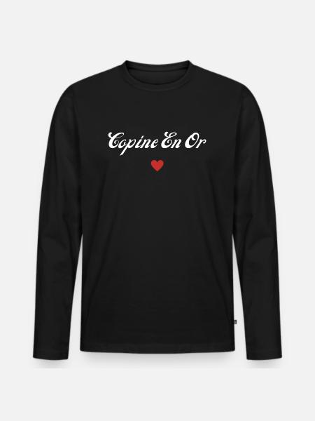 copine en or - T-shirt manches longues Premium bio Homme - noir