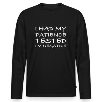 J’ai testé ma patience | Dictons amusants - T-shirt manches longues Premium bio Homme - noir - Devant - Nico (187cm)