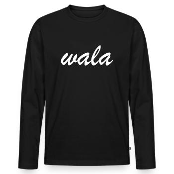 wala | voila, Schweiz, Schweizerdeutsch, Dialekt - Männer Premium Bio Langarmshirt - Schwarz - Vorne - Nico (187cm)