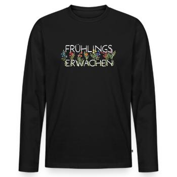 Frühlingserwachen - Männer Premium Bio Langarmshirt - Schwarz - Vorne - Nico (187cm)
