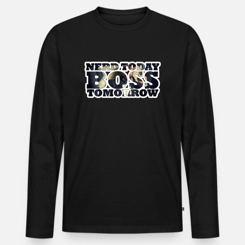 Nerd Today Bo$$ Tomorrow - Männer Premium Bio Langarmshirt - Schwarz