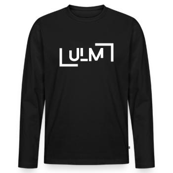 Ulm - Männer Premium Bio Langarmshirt - Schwarz - Vorne - Nico (187cm)