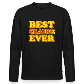 Claire Prénom Drôle de cadeau - T-shirt manches longues Premium bio Homme - noir - Devant - Nico (187cm)