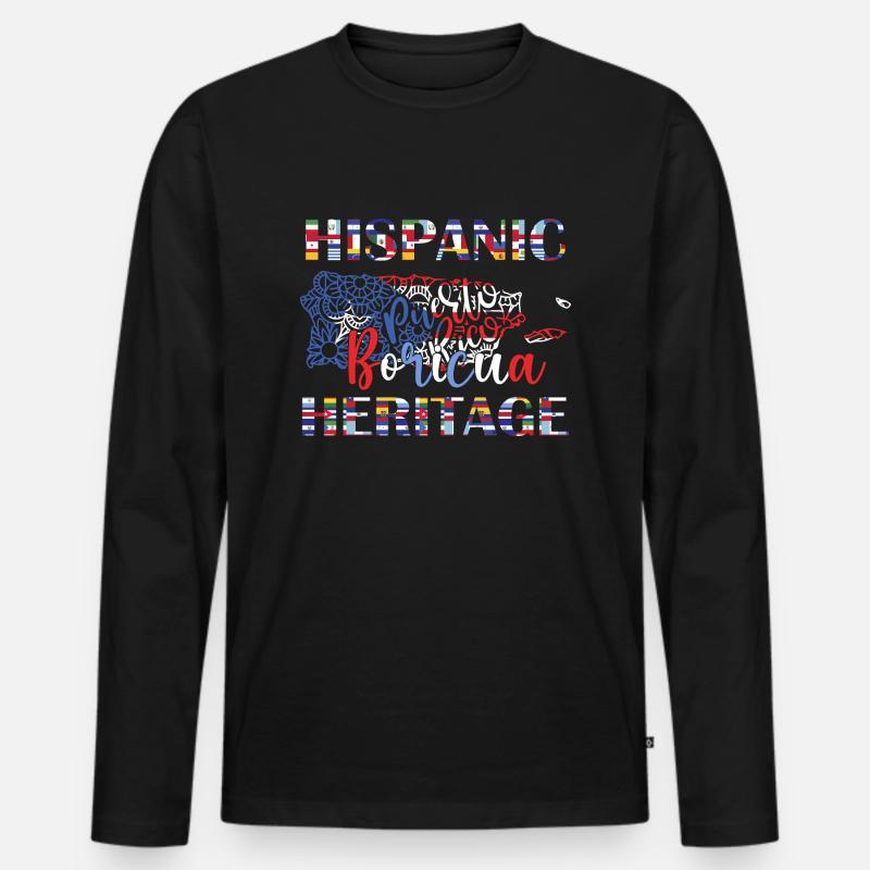 Hispanisches Erbe Boricua - Männer Premium Bio Langarmshirt - Schwarz