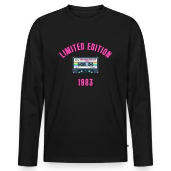 'The very best of 1983' Retro Cassette Limited Ed. - Men's Premium Organic Long Sleeve Shirt - black - Front - Nico (187cm)