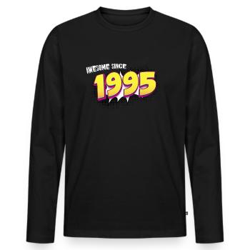 Rétro 28e anniversaire dans le Style de bande dessinée Pop Art - T-shirt manches longues Premium bio Homme - noir - Devant - Nico (187cm)