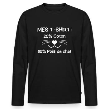 Chien de race border collie 3 - T-shirt manches longues Premium bio Homme - noir - Devant - Nico (187cm)