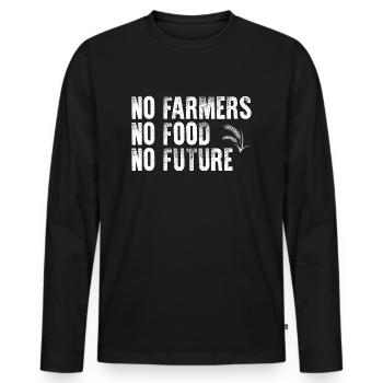 Agriculteur Agriculteur Démo Pas d’agriculteurs Pas de nourriture Pas d’avenir - T-shirt manches longues Premium bio Homme - noir - Devant - Nico (187cm)