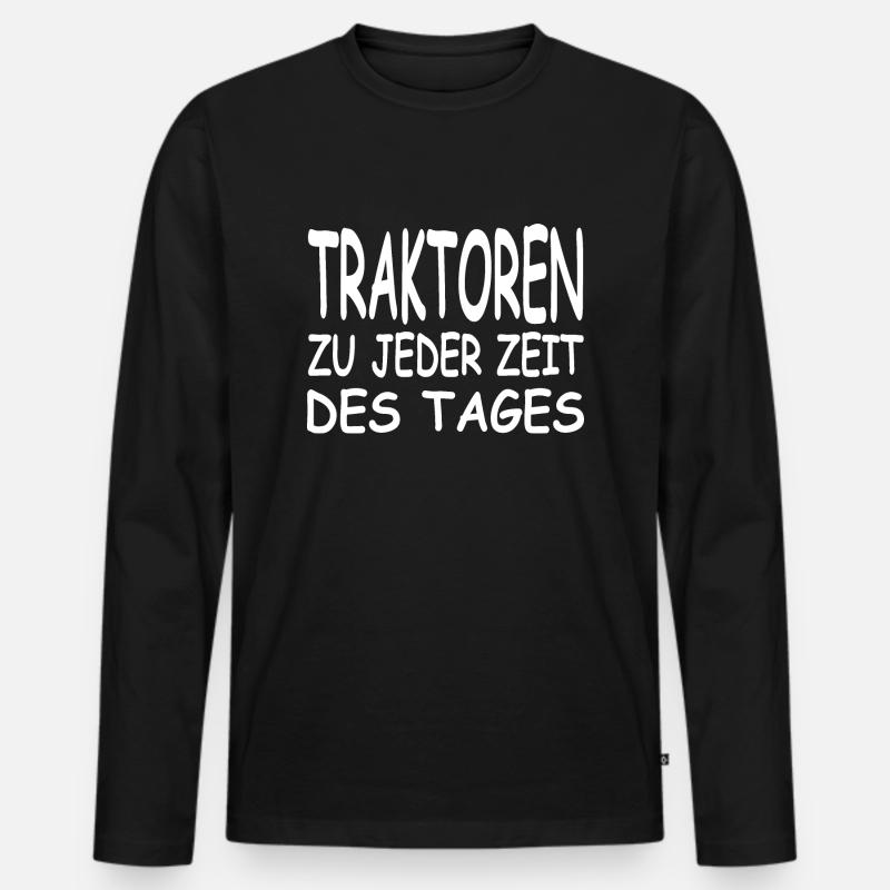Traktor - Männer Premium Bio Langarmshirt - Schwarz