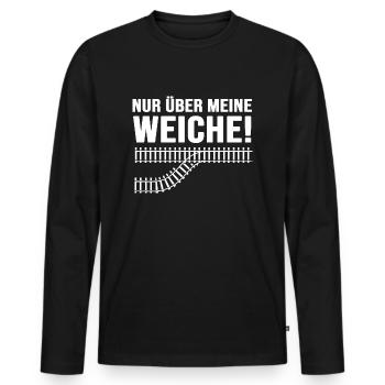Eisenbahn Lokomotive Modeleisenbahn "meine Weiche" - Männer Premium Bio Langarmshirt - Schwarz - Vorne - Nico (187cm)