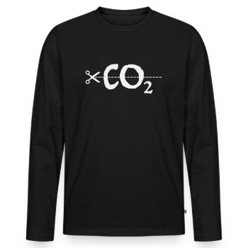 CO2 | Changement climatique, ciseaux, conservation de la nature - T-shirt manches longues Premium bio Homme - noir - Devant - Nico (187cm)