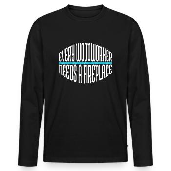Menuisier Bûcheron - T-shirt manches longues Premium bio Homme - noir - Devant - Nico (187cm)