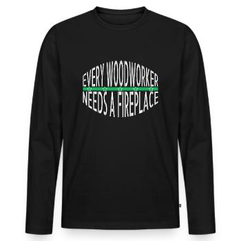 hearbeat chainsaw carpenter plumber joke - Men's Premium Organic Long Sleeve Shirt - black - Front - Nico (187cm)
