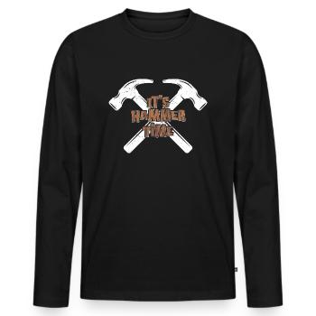 Carpentry Beat - Hammer Time Is Here - Männer Premium Bio Langarmshirt - Schwarz - Vorne - Nico (187cm)